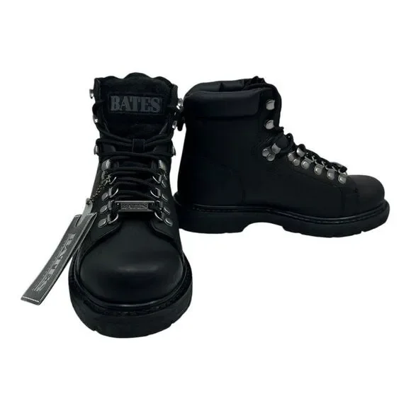 Bates Mens Black Leather Oil-Resistant Motocycle Boots Sz. 7 Wide E44102 Canyon